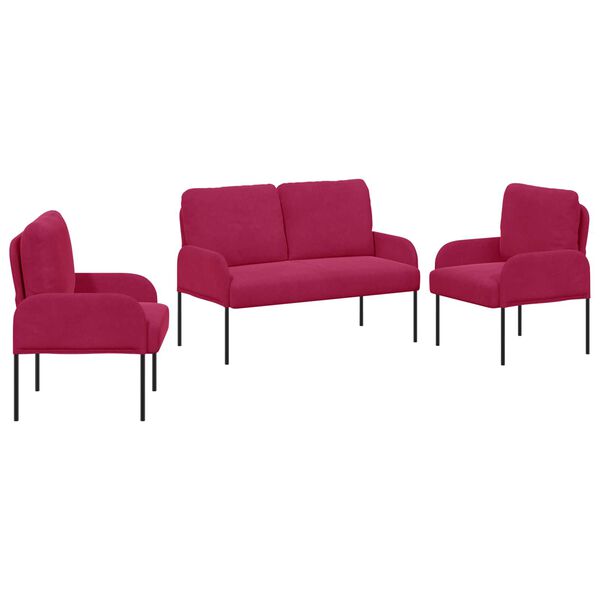 vidaXL Conjuntos de sof&aacute;s 3 pcs Vinho Vermelho 115 x 56 x 80 cm