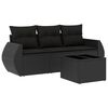 vidaXL 4 pcs conjunto de sof&aacute;s para jardim c/ almofad&otilde;es vime PE preto