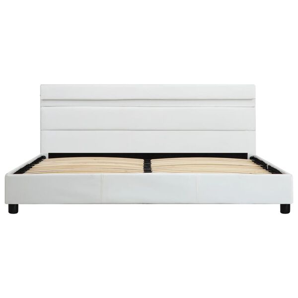 vidaXL Estrutura de cama c/ LED 120x200 cm couro artificial branco