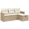 vidaXL 4 pcs conjunto de sof&aacute;s para jardim c/ almofad&otilde;es vime PE bege