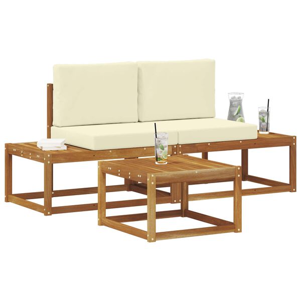 vidaXL Conjunto de Sof&aacute;s para Exterior com almofada 3 pcs Natural