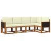 vidaXL Conjunto de Sof&aacute;s para Exterior 5 pcs Natural e Creme Poli&eacute;ster