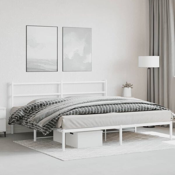 vidaXL Estrutura de cama com cabeceira 180x200 cm metal branco
