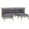 vidaXL 5 pcs conjunto lounge de jardim c/ almofad&otilde;es vime PE cinzento