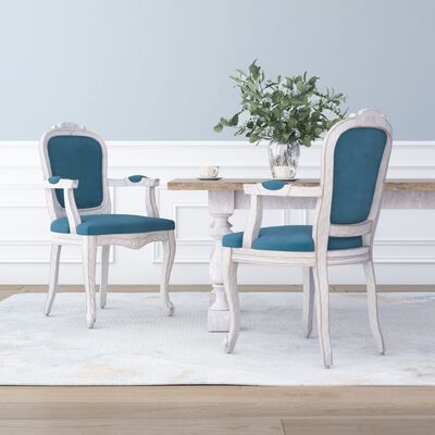 vidaXL Cadeiras de jantar 2 pcs 62x59,5x100,5 cm veludo azul