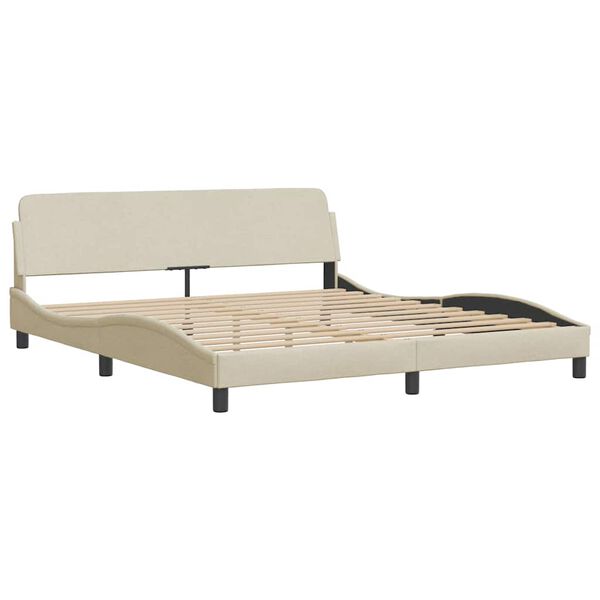 vidaXL Estrutura de cama Dover 180x200 cm tecido cor creme