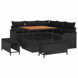 vidaXL Conjunto de Sof&aacute; de Jardim com almofada 8 pcs Preto