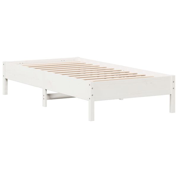vidaXL Cama sem colch&atilde;o 90x190 cm madeira de pinho maci&ccedil;a branco