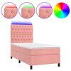 vidaXL Cama box spring c/ colch&atilde;o/LED 90x200 cm veludo rosa