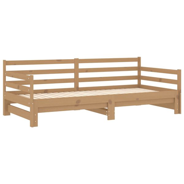 vidaXL Estrutura sof&aacute;-cama de puxar 2x(90x200) cm pinho castanho mel