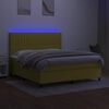 vidaXL Cama box spring c/ colch&atilde;o e LED 160x200 cm tecido verde