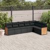 vidaXL 7 pcs conjunto de sof&aacute;s p/ jardim c/ almofad&otilde;es vime PE preto