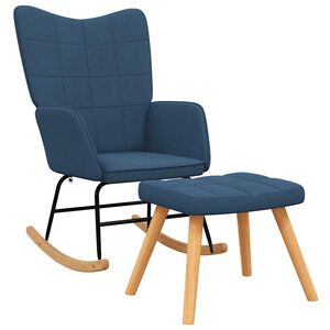 vidaXL Cadeira de baloi&ccedil;o com banco tecido azul