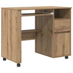 vidaXL Mesa com Rodas Carvalho Artesanal Derivados de Madeira