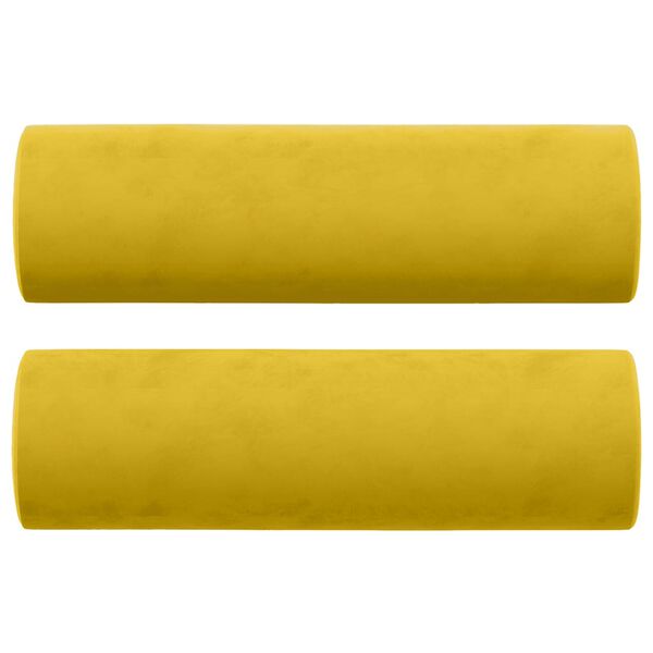vidaXL Almofadas decorativas 2 pcs Ø15x50 cm veludo amarelo