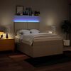 vidaXL Cama com molas/colch&atilde;o 140x190 cm tecido cor creme