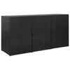 vidaXL Unidade tripla caixotes do lixo vime PE 229x78x120 cm preto