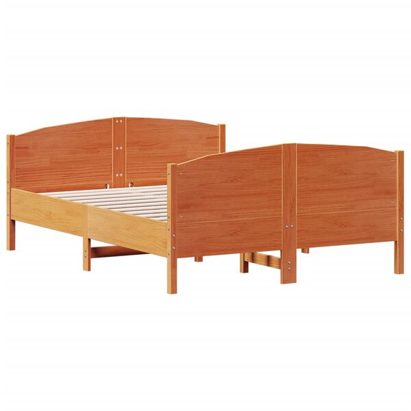 vidaXL Cama sem colch&atilde;o 135x190 cm madeira pinho maci&ccedil;a castanho-mel