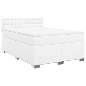 vidaXL Cama com molas/colch&atilde;o 140x200 cm couro artificial branco