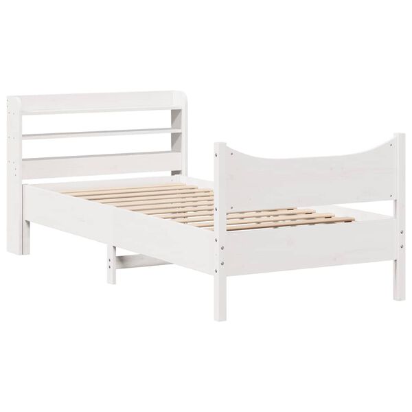 vidaXL Estrutura cama c/ cabeceira 75x190 cm pinho maci&ccedil;o