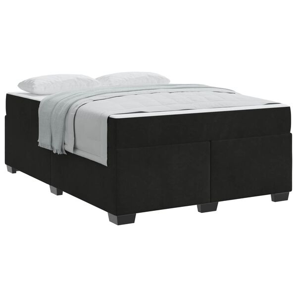 vidaXL Estrutura da Cama com colch&atilde;o Preto 140 x 200 cm tecido