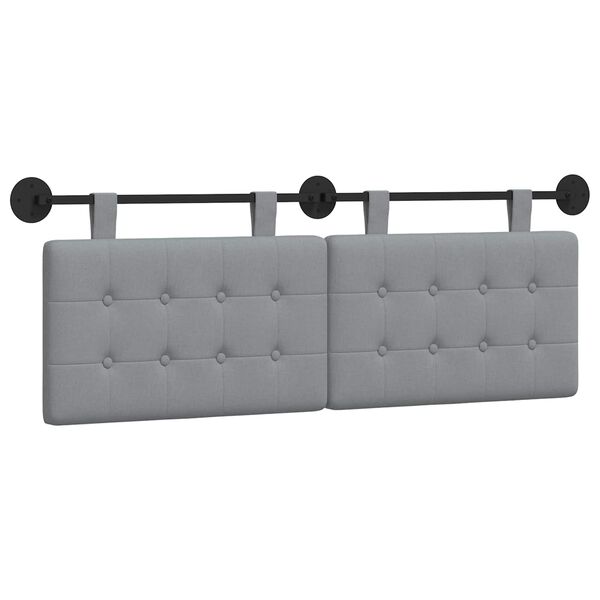 vidaXL Cabeceira Suspensa Cinzento-claro 150 x 55 x 5 cm tecido