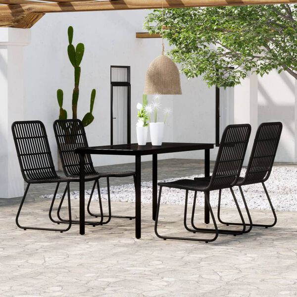 vidaXL 5 pcs Conjunto de jantar para jardim preto