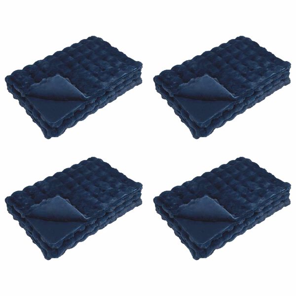 vidaXL Cobertor de Peles de Coelho 4 pcs Azul Marinho 130 x 150 cm