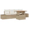vidaXL Conjunto de Sof&aacute; de Jardim 5 pcs Bege Rattan Sint&eacute;tico