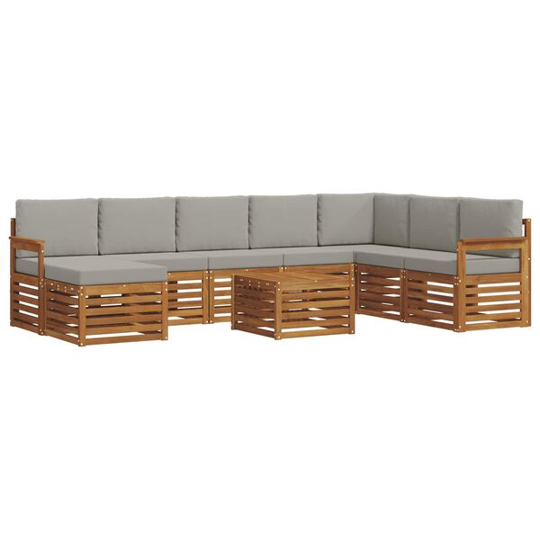 vidaXL Conjunto de Sof&aacute; Sectional 9 pcs Cinza Natural e Claro