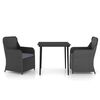 vidaXL 3 pcs conjunto de jantar para jardim com almofad&otilde;es preto