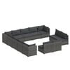 vidaXL 13 pcs conjunto lounge de jardim c/ almofad&otilde;es vime PE cinzento
