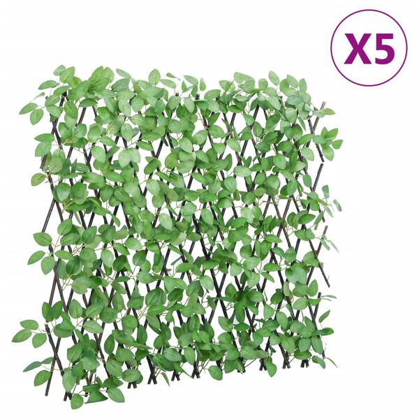 vidaXL Treliça de hera artificial extensível 5 pcs 180x65 cm verde