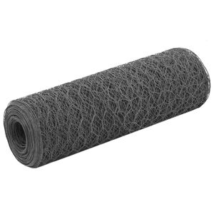 vidaXL Cerca arame galinheiro 25x0,5m a&ccedil;o c/ revestimento PVC cinzento