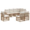 vidaXL Conjunto de Sof&aacute;s para Exterior 8 unid. Natural e Branco Creme