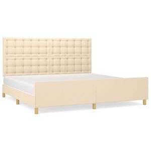 vidaXL Estrutura de cama sem colch&atilde;o 200x200 cm tecido cor creme