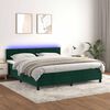 vidaXL Cama box spring c/ colch&atilde;o/LED 160x200 cm veludo verde-escuro
