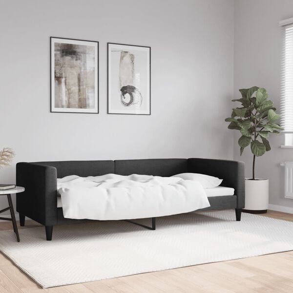 vidaXL Sof&aacute;-cama 90x200 cm tecido preto