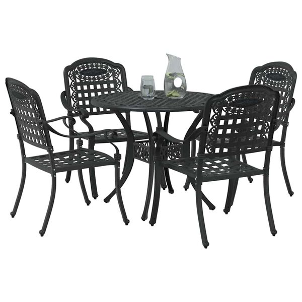 vidaXL Conjunto de Jantar para Jardim 5 pcs Preto 90 x 90 x 75 cm