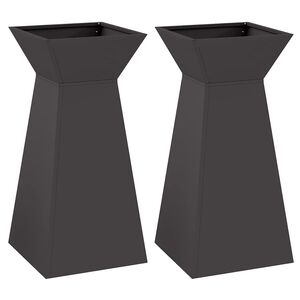vidaXL Vaso de Pilar 2 unid. Preto 35 x 35 x 73 cm A&ccedil;o laminado a frio