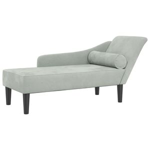 vidaXL Chaise lounge com almofadões veludo cinzento-claro
