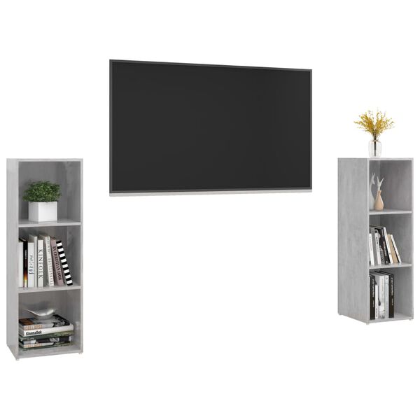 vidaXL M&oacute;veis de TV 2 pcs 107x35x37 cm contraplacado cinzento cimento