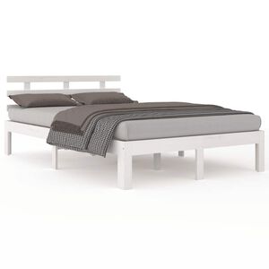 vidaXL Estrutura cama pequena casal 120x190 cm pinho maci&ccedil;o branco