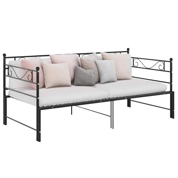 vidaXL Estrutura sof&aacute;-cama de puxar 90x200 cm metal preto
