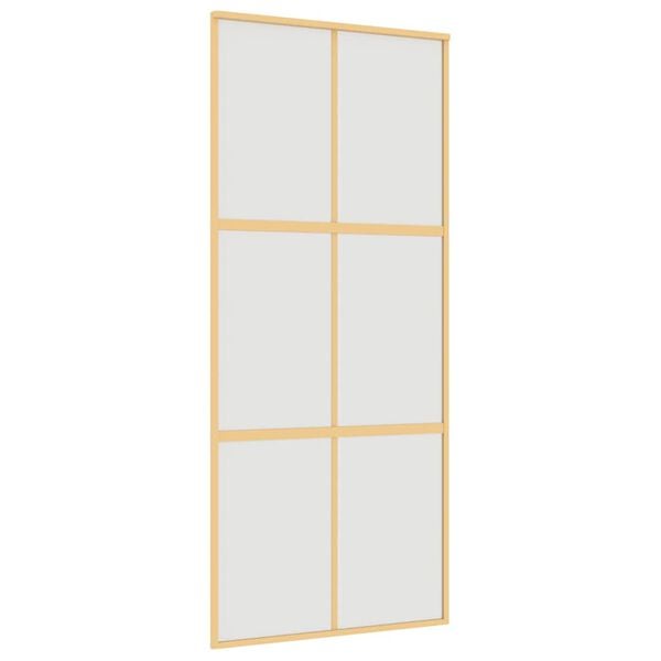 vidaXL Porta deslizante 90x205 cm vidro ESG fosco/alum&iacute;nio dourado