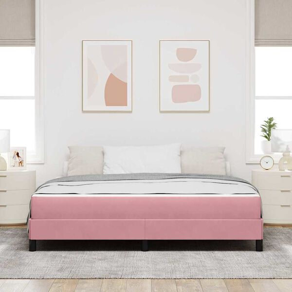vidaXL Cama Box com colch&atilde;o Rosa 180 x 200 cm tecido