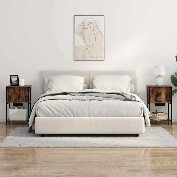 vidaXL Arm&aacute;rio de Cabeceira 2 pcs Carvalho Defumado 38 x 31 x 61 cm