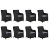 vidaXL 9 pcs conjunto de jantar para jardim vime PE preto