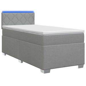 vidaXL Cama Box Spring com Colch&atilde;o e LED Cinzento-claro 90 x 190 cm