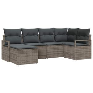 vidaXL Conjunto de Sof&aacute;s com almofada 6 pcs Cinzeto vime PE